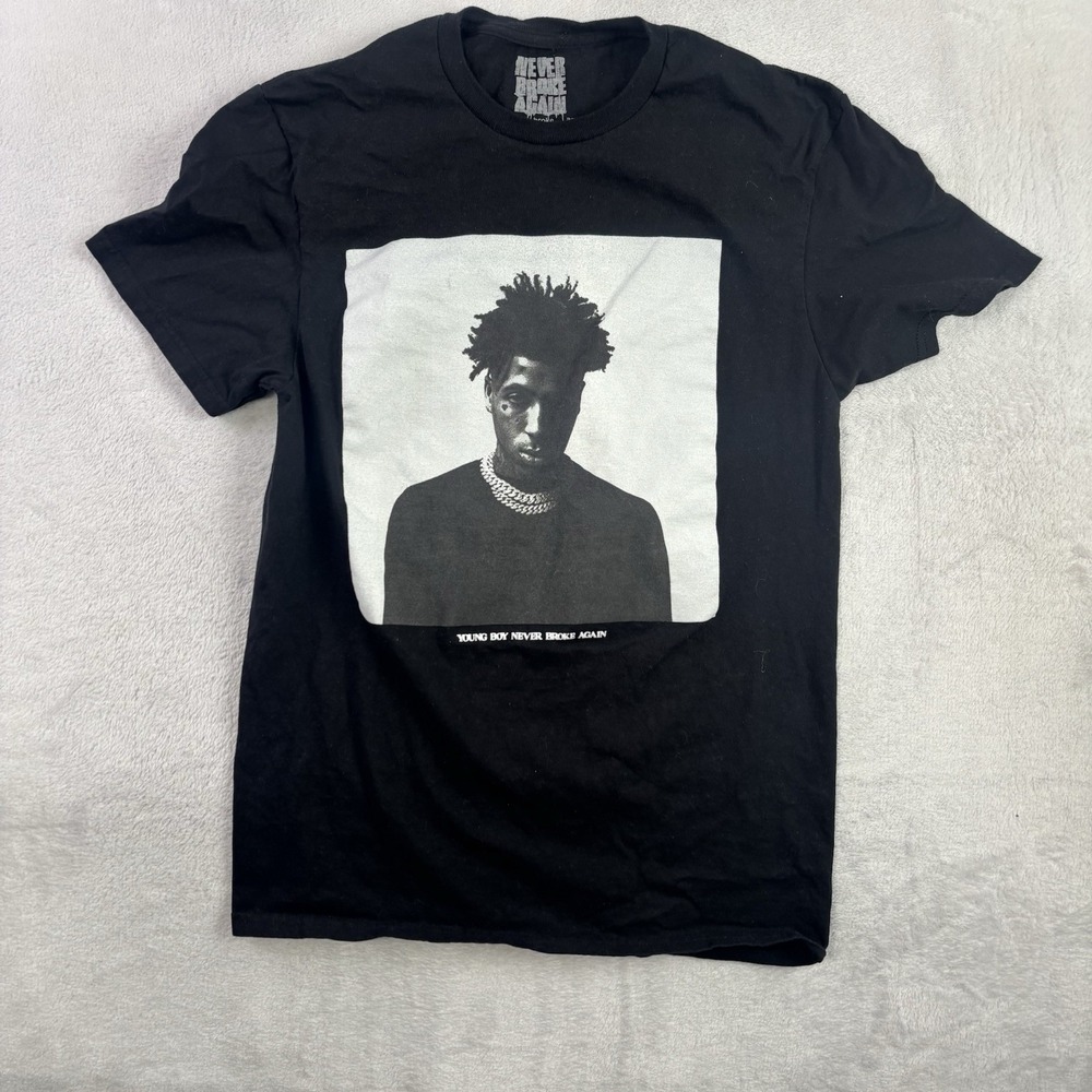 Never Broke Again Young Boy Black Short Sleeve Graphic Shirt Men's XS Rap Tee